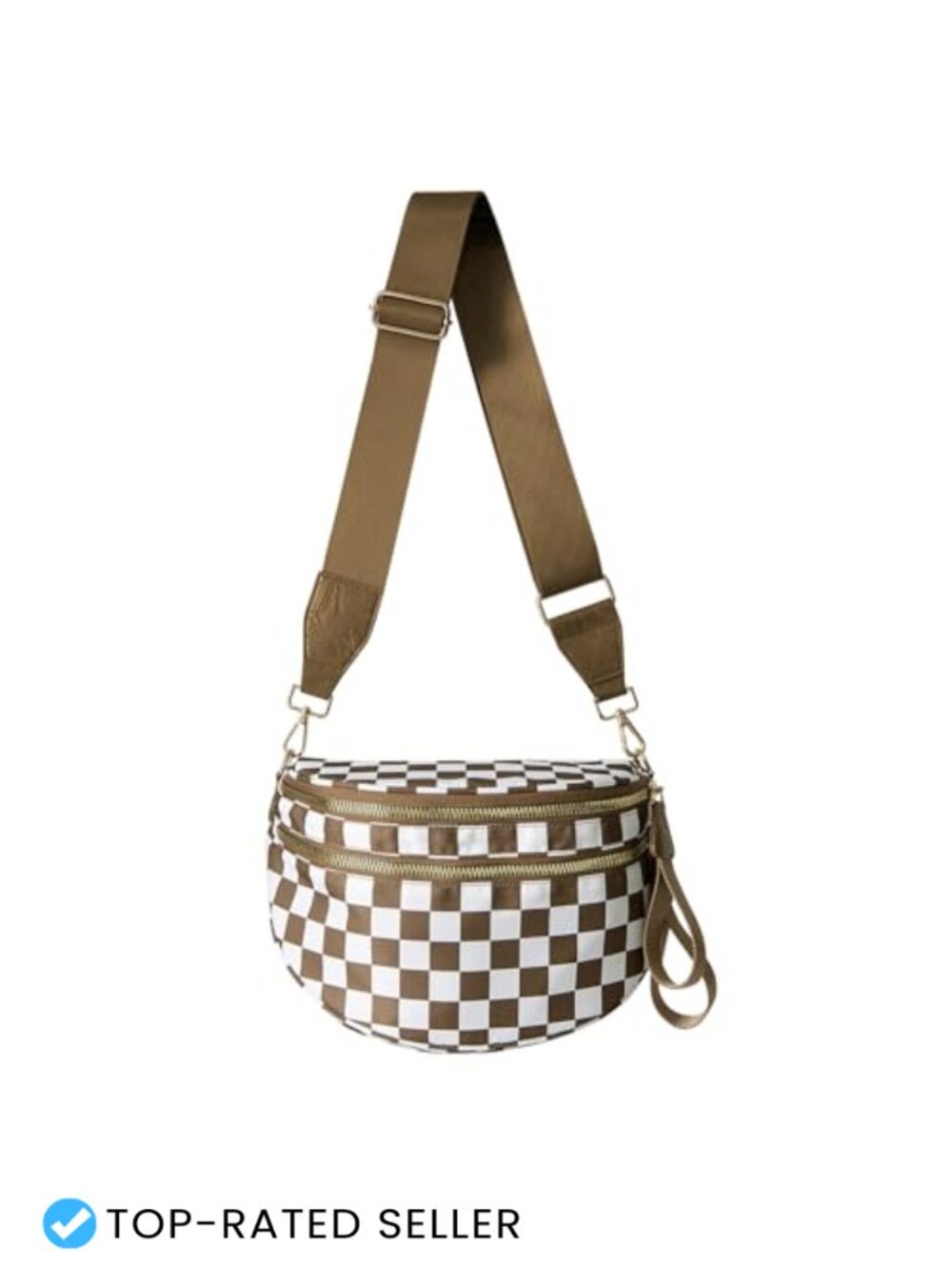 Nylon Checkered Sling Crossbody Bag Spacious Plus Size Bum Bag
